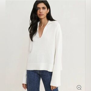 Jenni Kayne NWOT cashmere frances polo. Size Medium. Ivory
